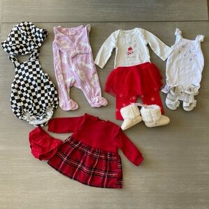 3 Months Baby Girls LOT Christmas Outfits included